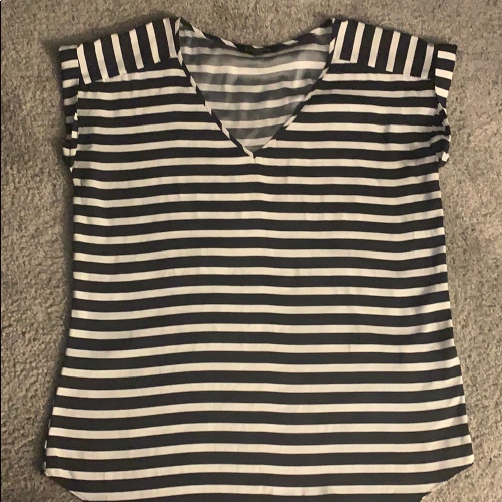 Black and white stripe silky blouse